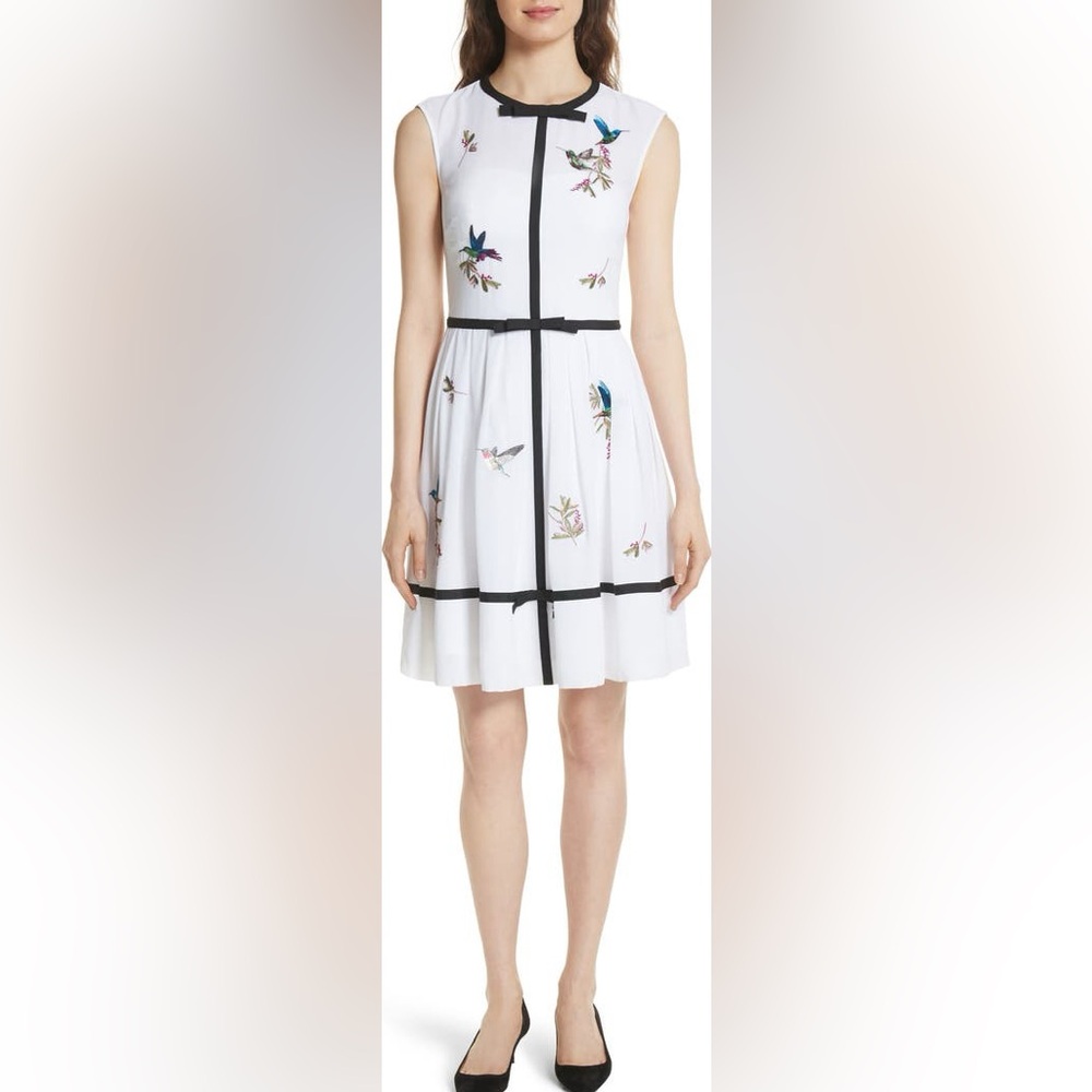 Ted Baker bow detail Hummingbird Embroidered dress - Picture 2 of 9
